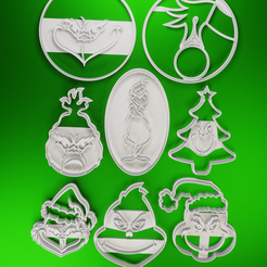 render_001.png Fichier STL Set 8 cortadores Grinch・Modèle imprimable en 3D à télécharger