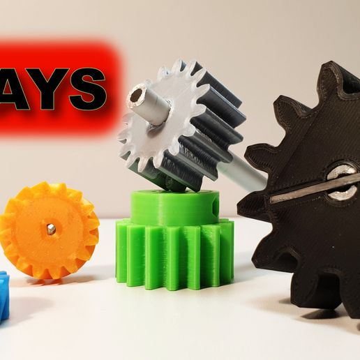 4 ways to attach gears to the shaft (example gears) - 3D model önizlemesi