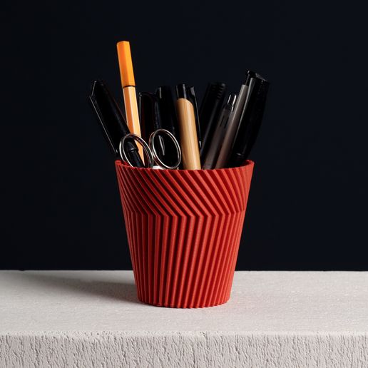 Angled Pencil Cup, Desk Organizer (Vase Mode) - 3D model önizlemesi