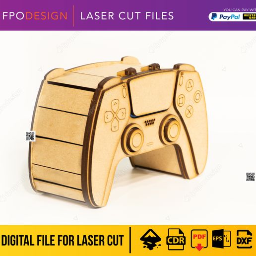 cajaplay7jpg.jpg Caja de madera en forma de control de videojuegos, archivos corte láser para dulces regalos, box, svg, eps, pdf, dxf, gamer controller