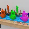 benchy_display4.png AquaWave Display: Stand for 3D Benchy and Umarell