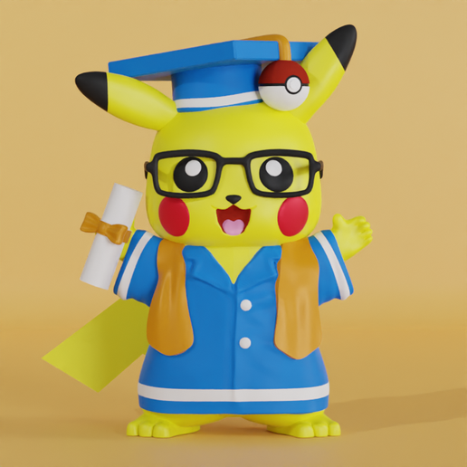 🐉 graduación pikachu・Archivo STL para Impresión 3D・Cults