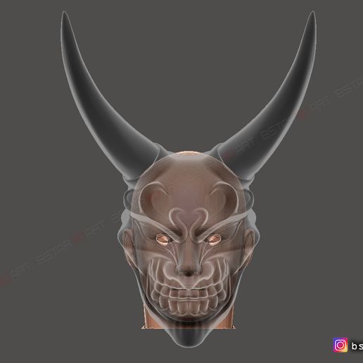 15.jpg Teufel Maske - Satan Maske - Hannya Maske - Halloween cosplay 3D-Druck Modell