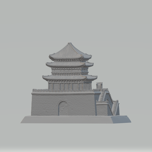 4.png Porte de la ville chinoise, ancien bâtiment, pavillons Modèle d'impression 3D