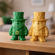 6.png Lucky Leprechaun Duo STL File | Low Poly St. Patrick's Day 3D Print Bundle | Irish Gnome Figurines (With & Without Cane)