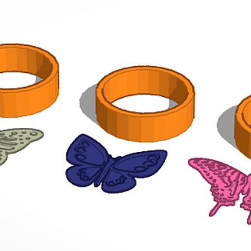 3 Butterfly Rings 3D model