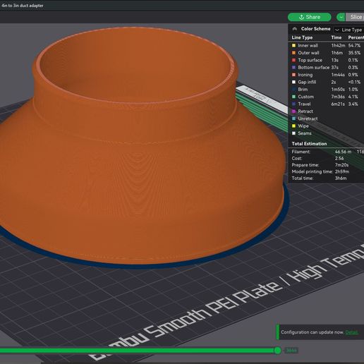 6in-to-4in-Duct-Adapter-Reducer_Increaser_Slicer-View.jpg Réducteur/agrandisseur d'adaptateur de conduit de 6 à 4 pouces - Fichiers STL et 3MF pour l'impression 3D