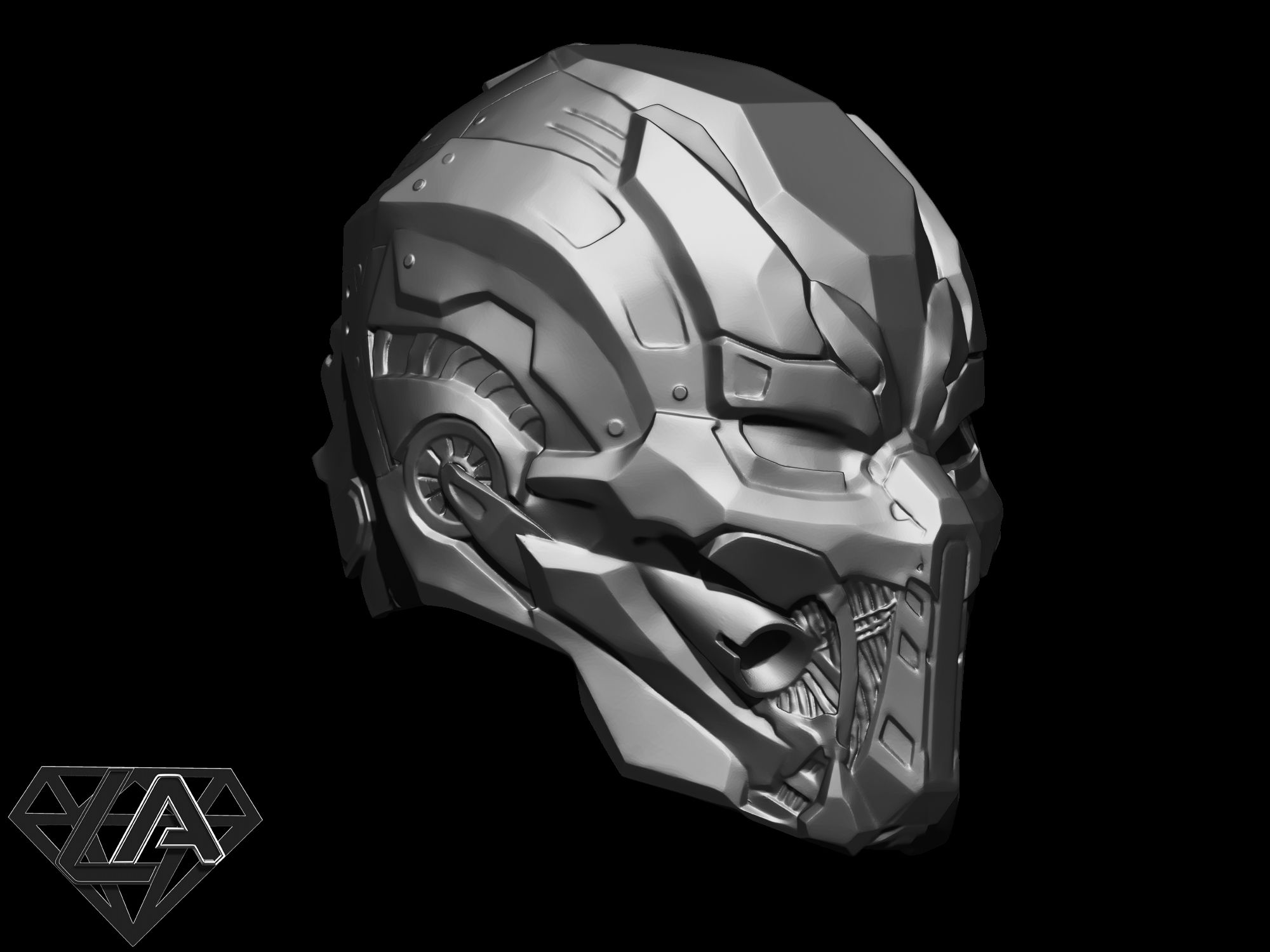 OBJ file Mortal Kombat X Triborg Smoke Sci fi helmet model 3D print ...