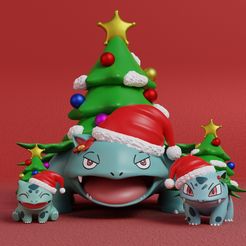 bulba-line-xmas-render.jpg Pokemon - Christmas Bulbasaur, Ivysaur and Venusaur