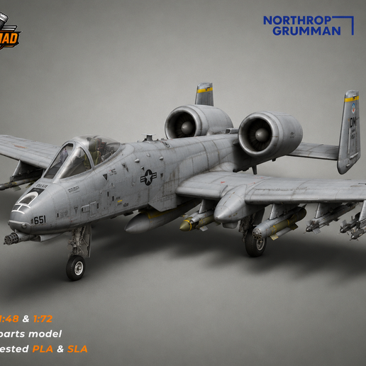 Fairchild Republic A-10 Thunderbolt II – Warthog Attack Jet STL 3D Print Model