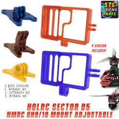 HGLRC-Sector-D5-NamelessRC-Naked-GH10-1.jpg STL-Datei HGLRC Sector D5 NamelessRC Naked Gopro Hero 9/10/11 Halterung・3D-druckbare Vorlage zum herunterladen