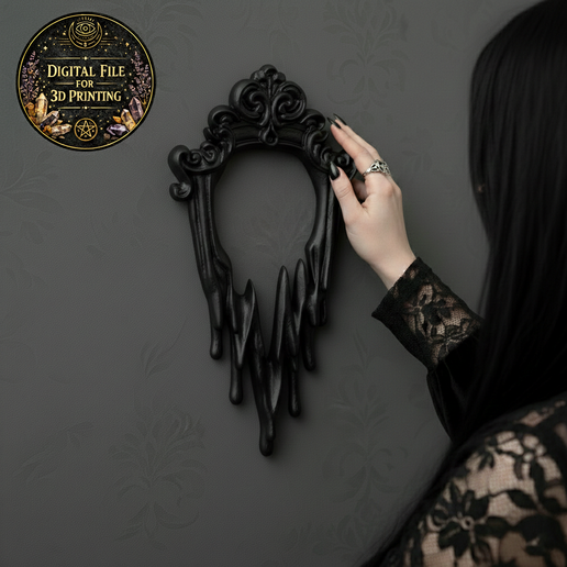 Gothic Dripping Oval Frame STL File for 3D Printing – Dark Melted Baroque Wall Decor