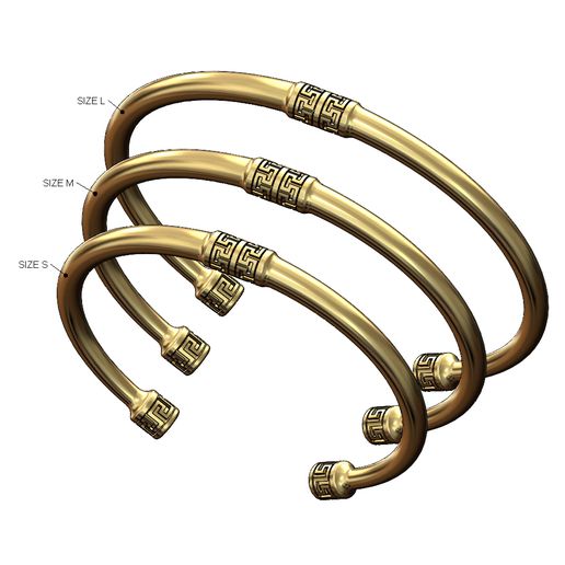 Greek key ornaments cuff bracelet Sizes S M L 3D print model 3D model