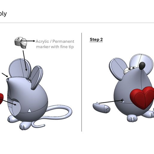 🐁 Valentine Mouse Holding Heart – 3D Printable Figurine STL・ STL File ...