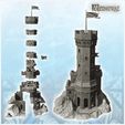 2.jpg Stone castle with damaged keep and double flags (16) - Medieval Gothic Feudal Old Archaic Saga 28mm 15mm