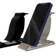 Penquin_PS_Solid_Hollow_08.png Dolphin and Penquin Shape Phone Stand Bundle, Hollow and Solid version, 4 STL's - Instant Download - No Supports Needed