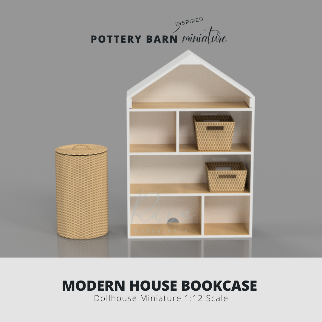 mai) , may Hi Bannanaaiidis MODERN HOUSE BOOKCASE Dollhouse Miniature 1:12 Scale STL file MINIATURE BOOKCASE Pottery barn-INSPIRED FOR 1:12 DOLLHOUSE・3D printing design to download, RAIN