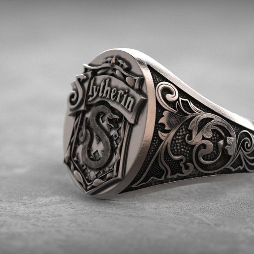 💍 Slytherin Crest Harry Potter Gents Ring・ STL File for ・Cults
