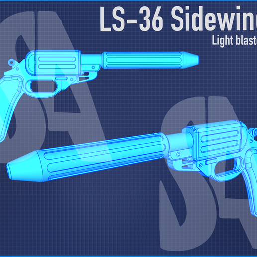 LS-36 Sidewinder - Old Republic Era style blaster 3D model file 3D model