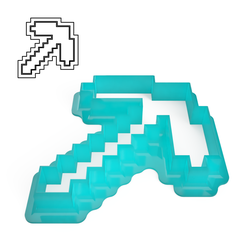 Pickaxe-1.png Archivo STL Cortador de galletas Minecraft Pickaxe・Modelo para descargar y imprimir en 3D