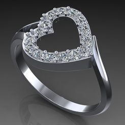 cg147_1.jpg STL file Woman's ring Heart・3D printing template to download