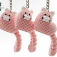 il_fullxfull.5683587064_qm9d.jpg Valentine Crochet Heart Cat Keychain by Cobotech, Articulated Toys, Desk Decor, Cute Keychain, Valentine&#39;s Day Gift