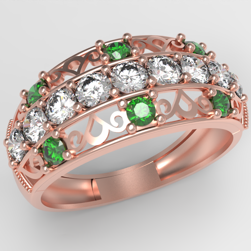 Elegant Gemstone Band Ring 3D model