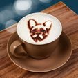 2406700290.jpg Stencil for latte or cappuccino, motif: French Bulldog, portrait