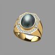 RN0006-a.jpg Archivo STL MODELO 3D anillo de lujo para hombre con gema ovalada cabujón・Objeto para impresora 3D para descargar