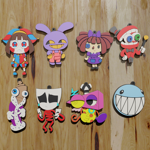 PACK 8 KEYCHAINS / KEYCHAIN DIGITAL CIRCUS (STL AND 3MF) 3D model