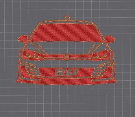 🏌️ VW GOLF 7 R - 2D ornamental - KEYCHAIN・ STL File for 3D printing・Cults