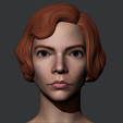 front_render.png Anya Taylor Joy as Beth Harmon head for onesix scale 3d printing
