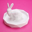 LowPolyRabbitGeometricRingDish3DPrintPhoto1.jpg Lowpoly Rabbit Geometric Ring Dish