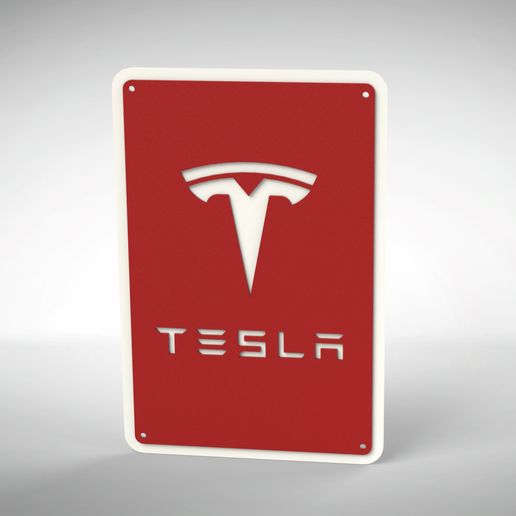 Tesla Charging Parking Sign NOW WITH v2 LOGO - 3D model önizlemesi