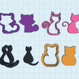 kitty-shape-all.png Archivo STL Cortador de galletas, cortador de arcilla polimérica en forma de gato, gatito, gatita, juego 4PCS・Idea de impresión 3D para descargar, Allexxe