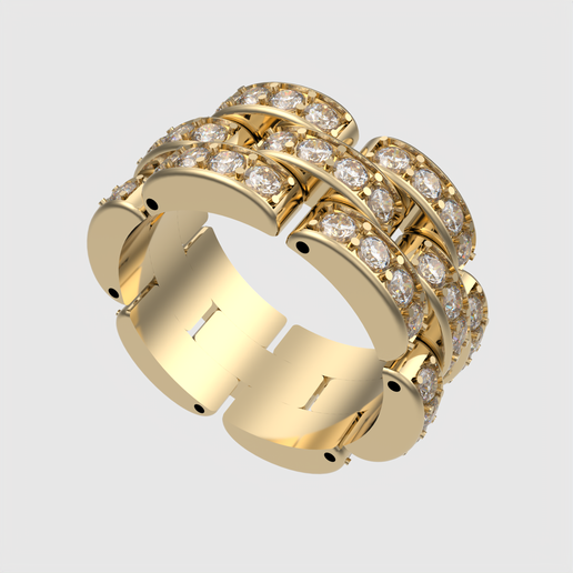 🔗 Flexible Chain Links Sparkling Wedding Ring 3D print・ 3D File