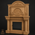12-6.png Luxury Classical Fireplace Mantel with Overmantel STL 3D Model for CNC Wood Carving and 3D Printing