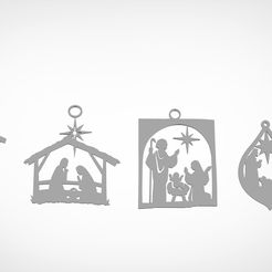 j1.jpg Archivo STL Adornos de Navidad de la Sagrada Familia Pack de 4 | Archivo STL Print Ready Model For Cnc, Laser Cut and 3D Printer・Modelo de impresión 3D para descargar