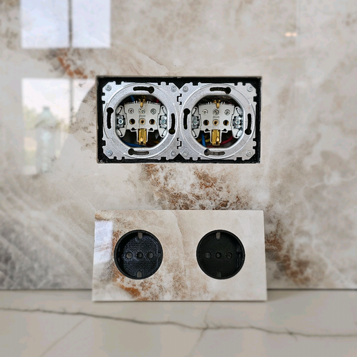 Concealed Double-mounted socket for under-tile installation