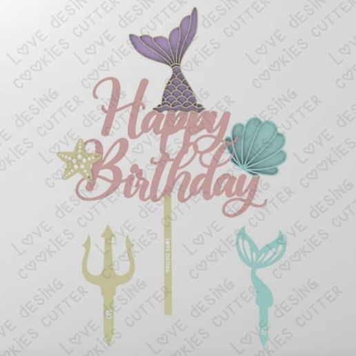 Glitzer Meerjungfrau Kuchen Topper „Happy Birthday“ – Kuchendekoration Für Meerjungfrauen-Party, Babyparty Oder Geburtstag