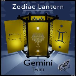 3-Gemini-Render.jpg Fichier STL Lanterne du Zodiaque - Gémeaux (jumeaux)・Design pour imprimante 3D à télécharger