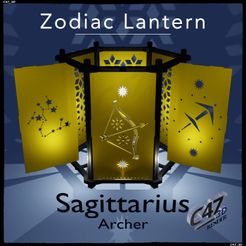 9-Sagittarius-Render.jpg Fichier STL Lanterne zodiacale - Sagittaire (Archer)・Modèle imprimable en 3D à télécharger
