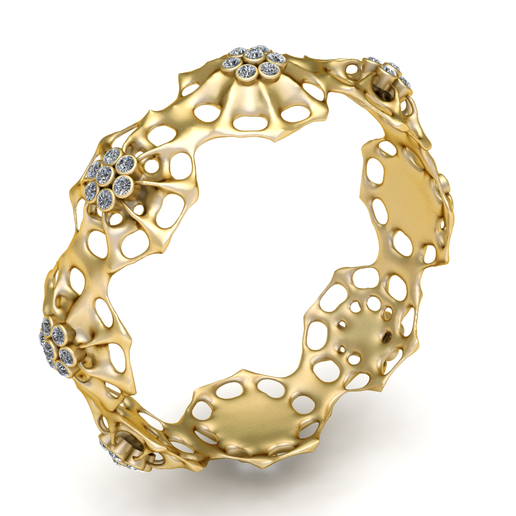 18K Gold Plated HeartOld English Engraved Bangle