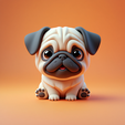 Cute-Pug-3D-Model.png Modelo 3D de um Pug bonito