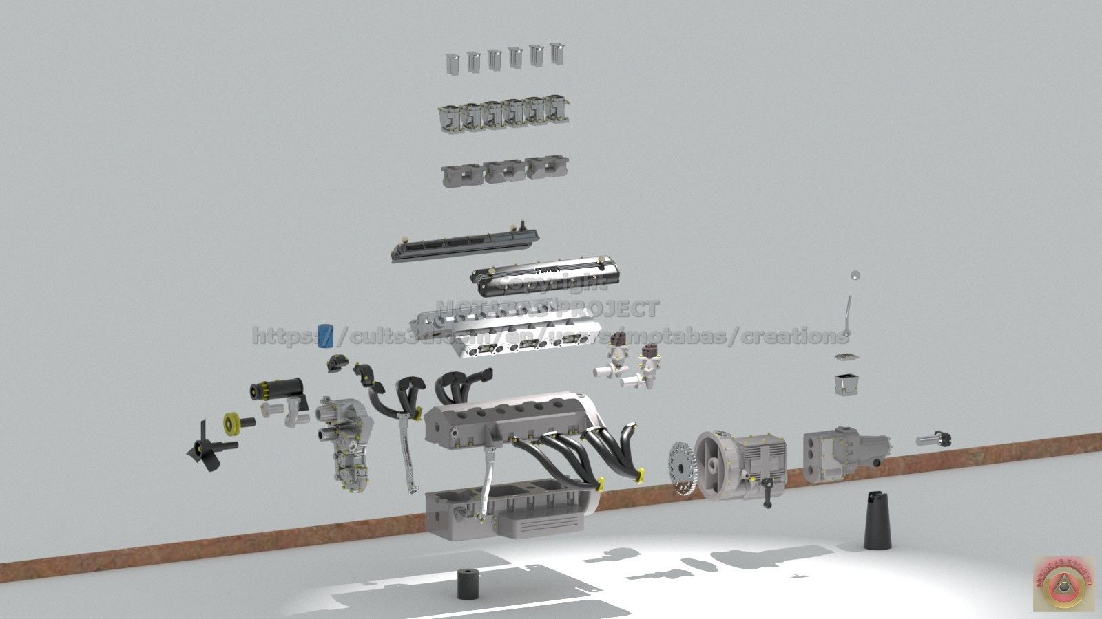 puuuul STL file FERRARI 250 GTO - ENGINE・3D printable design to download, motabas