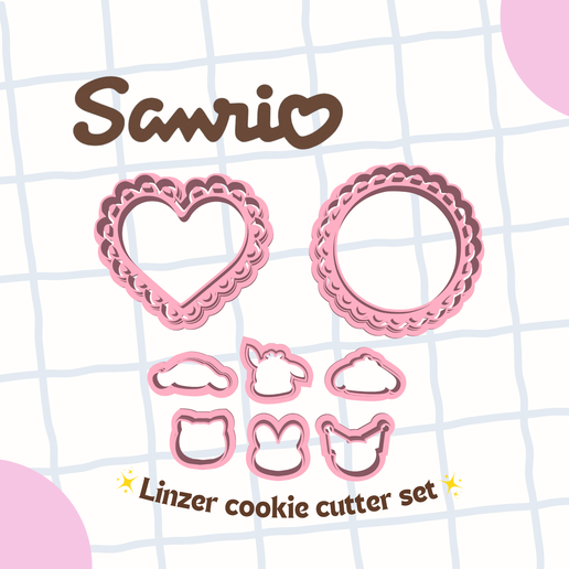 Sanrio Linzer Cookie Cutter Set 3D model
