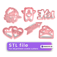 STL-file-For-3d-printed-cookie-cutters.png Set of 6 Cookie Cutters STLs SAN VALENTINES