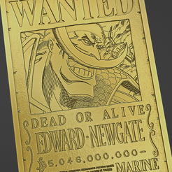 wanted15.png Archivo STL barba blanca/edward newgate cartel de se busca - one piece・Idea de impresión 3D para descargar