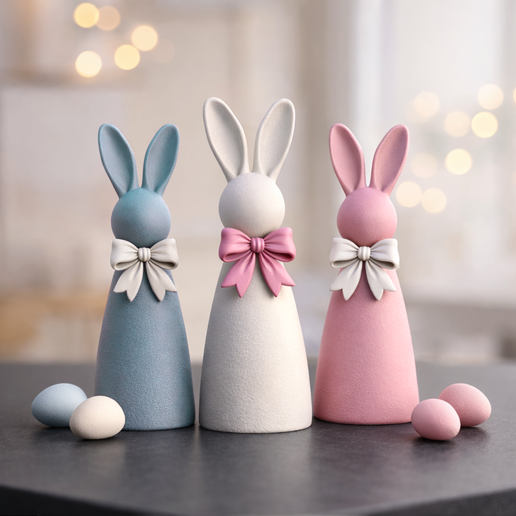 Easter Ribbon Bunny | Minimalist Bow Rabbit Figurine