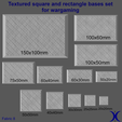 square_bases_set.png Набор квадратных и прямоугольных оснований - ткань 8 текстур (20-150 мм) | Идеально подходит для настольных игр и ролевых игр